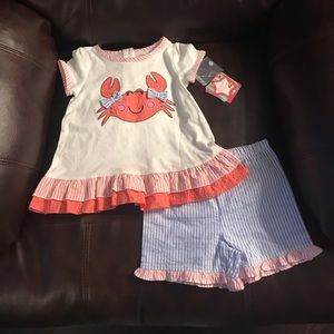 Seersucker crab outfit (runs big) NWT